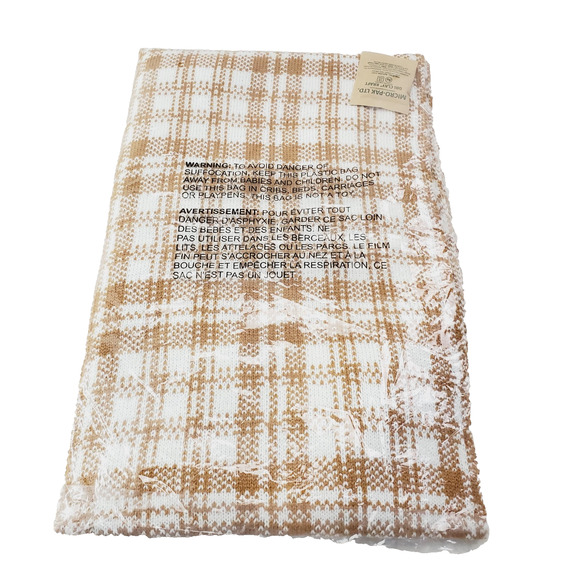 Timberland Tan Buffalo Plaid Scarf 64" LONG 10” WIDE Brown Check Winter Warm New - Picture 8 of 9